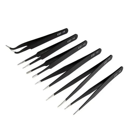 6-Piece Precision Anti-Static Tweezers Set