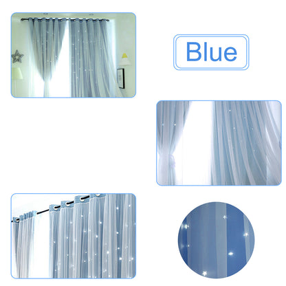 Tulle Blackout Curtains, Hollow Star Design, Modern Style Living Room, Bedroom Chiffon Window Voiles, Tulle Blinds