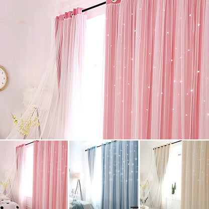 Tulle Blackout Curtains, Hollow Star Design, Modern Style Living Room, Bedroom Chiffon Window Voiles, Tulle Blinds