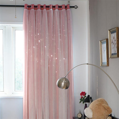 Tulle Blackout Curtains, Hollow Star Design, Modern Style Living Room, Bedroom Chiffon Window Voiles, Tulle Blinds