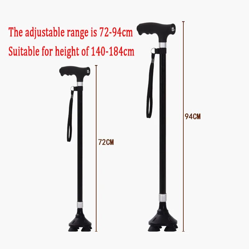 Premium Retractable Adjustable Walking Cane with LED Light for Seniors & Elders