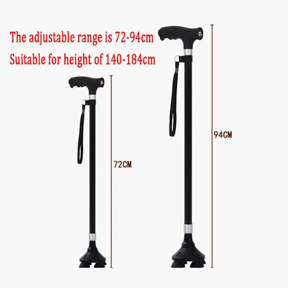 Premium Retractable Adjustable Walking Cane with LED Light for Seniors & Elders