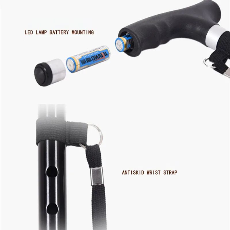 Premium Retractable Adjustable Walking Cane with LED Light for Seniors & Elders