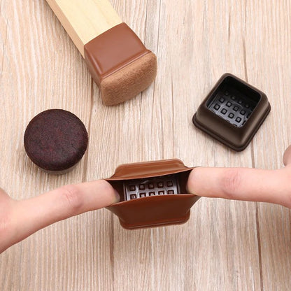 Premium Chair Leg Caps – Heavy-Duty Rubber Feet & Felt Furniture Leg Protectors (Fits Round & Square Legs)