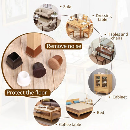Premium Chair Leg Caps – Heavy-Duty Rubber Feet & Felt Furniture Leg Protectors (Fits Round & Square Legs)