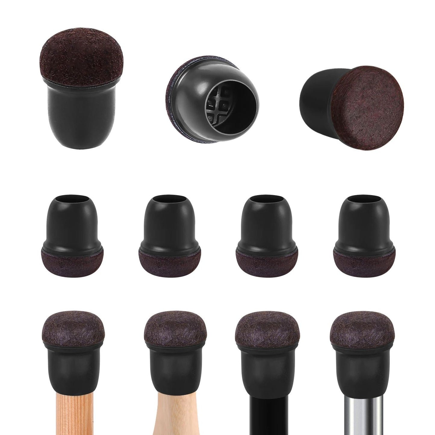 Premium Chair Leg Caps – Heavy-Duty Rubber Feet & Felt Furniture Leg Protectors (Fits Round & Square Legs)
