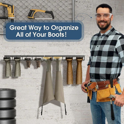 Wall Mounted Metal Boot Rack Organizer Holds 4 Pairs Sturdy Anti Rust Boot Hanger for Closet Entryway Garage