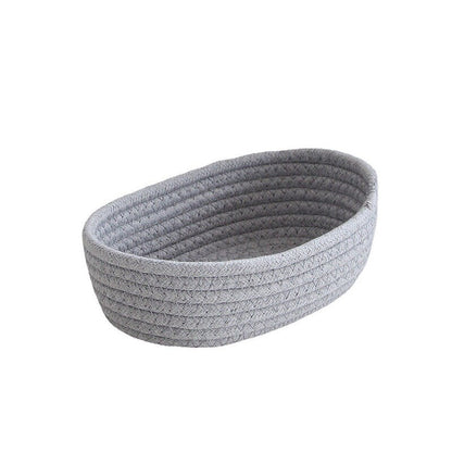 Hand Woven Cotton Thread Storage Basket, Boat-Shaped Storage Box for Toys, Cosmetics, Office, and Stationery