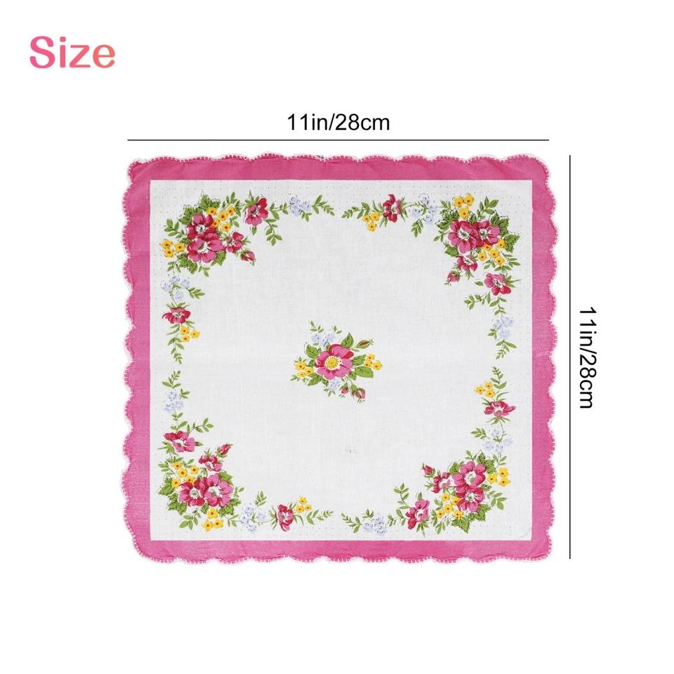 Classic Cotton Lady Handkerchiefs - Vintage Floral Pocket Squares for Women