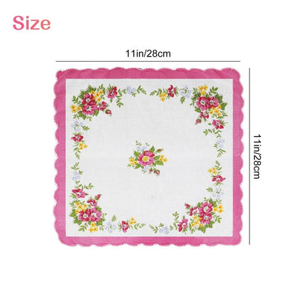 Classic Cotton Lady Handkerchiefs - Vintage Floral Pocket Squares for Women