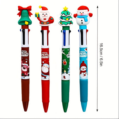 Colorful Christmas Birthday Gifts Christmas Four-color Ballpoint Pens Santa Claus Decorations Fun Ballpoint Pens