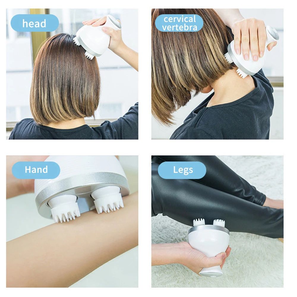 Cordless Electric Scalp Massager with 4 Kneading Nodes Rechargeable Head Scratcher for Stress Relief Hair Growth