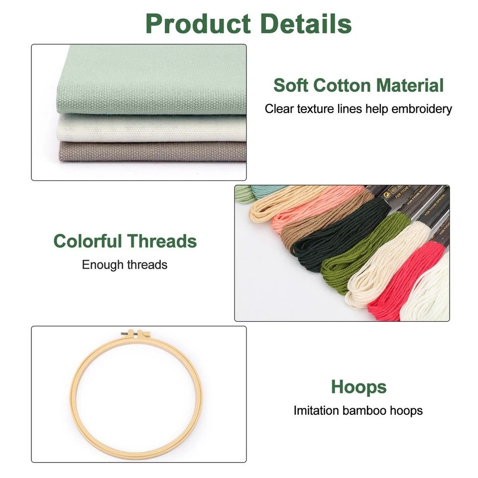 Complete Embroidery Starter Kit for Beginners | DIY Cross Stitch Craft Set with Floral Patterns
