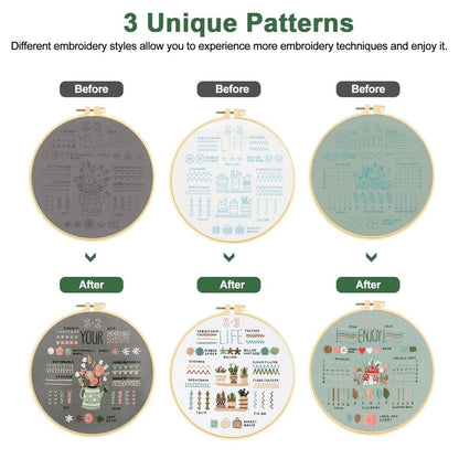 Complete Embroidery Starter Kit for Beginners | DIY Cross Stitch Craft Set with Floral Patterns