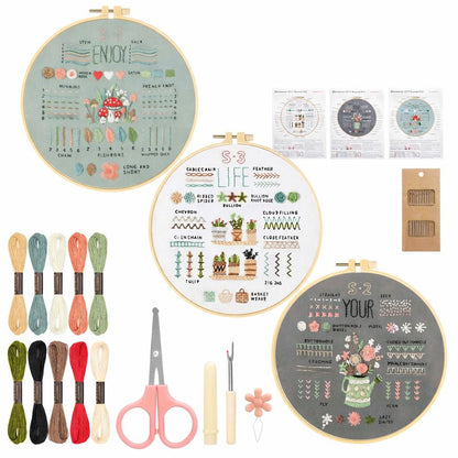 Complete Embroidery Starter Kit for Beginners | DIY Cross Stitch Craft Set with Floral Patterns