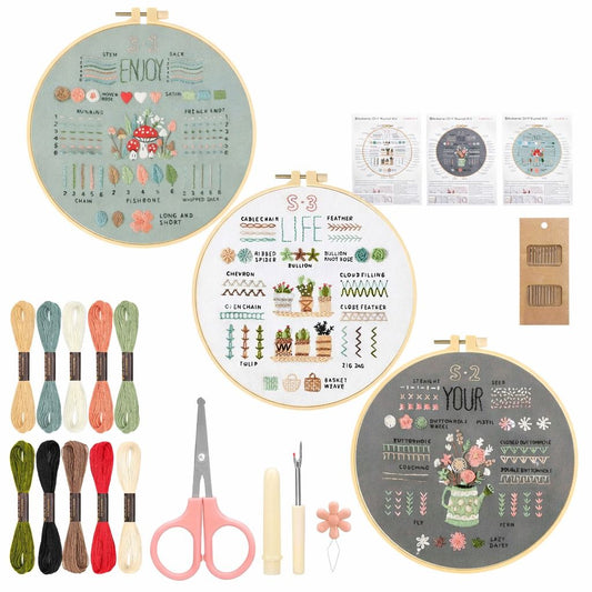 Complete Embroidery Starter Kit for Beginners | DIY Cross Stitch Craft Set with Floral Patterns