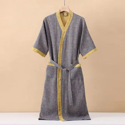 Women's Cotton Printed Kimono Bathrobe Quick-Dry Homewear for Spring Summer