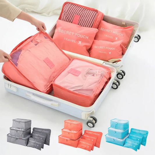 Large Capacity Travel Storage Bag Organizer Set – Suitcase Pouch Case with Packing Cubes for Shoes & Clothes