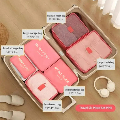 Large Capacity Travel Storage Bag Organizer Set – Suitcase Pouch Case with Packing Cubes for Shoes & Clothes