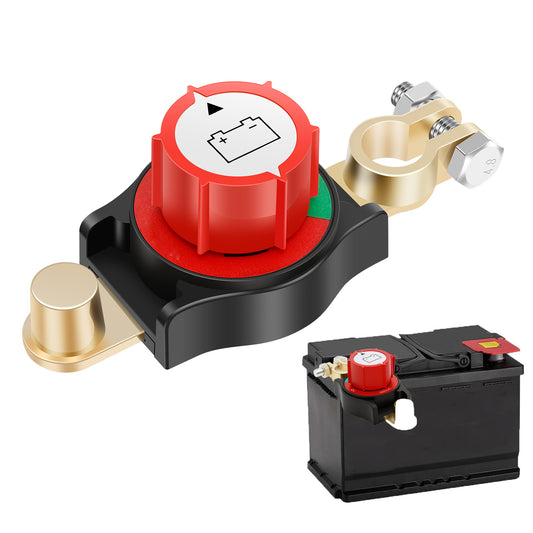 Top Post Battery Disconnect Switch, Safe Car Battery Cut-Off Switch for Terminals, Kill Switch for Vehicle Battery