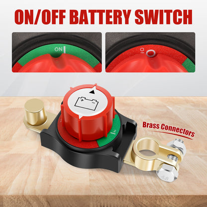 Top Post Battery Disconnect Switch, Safe Car Battery Cut-Off Switch for Terminals, Kill Switch for Vehicle Battery