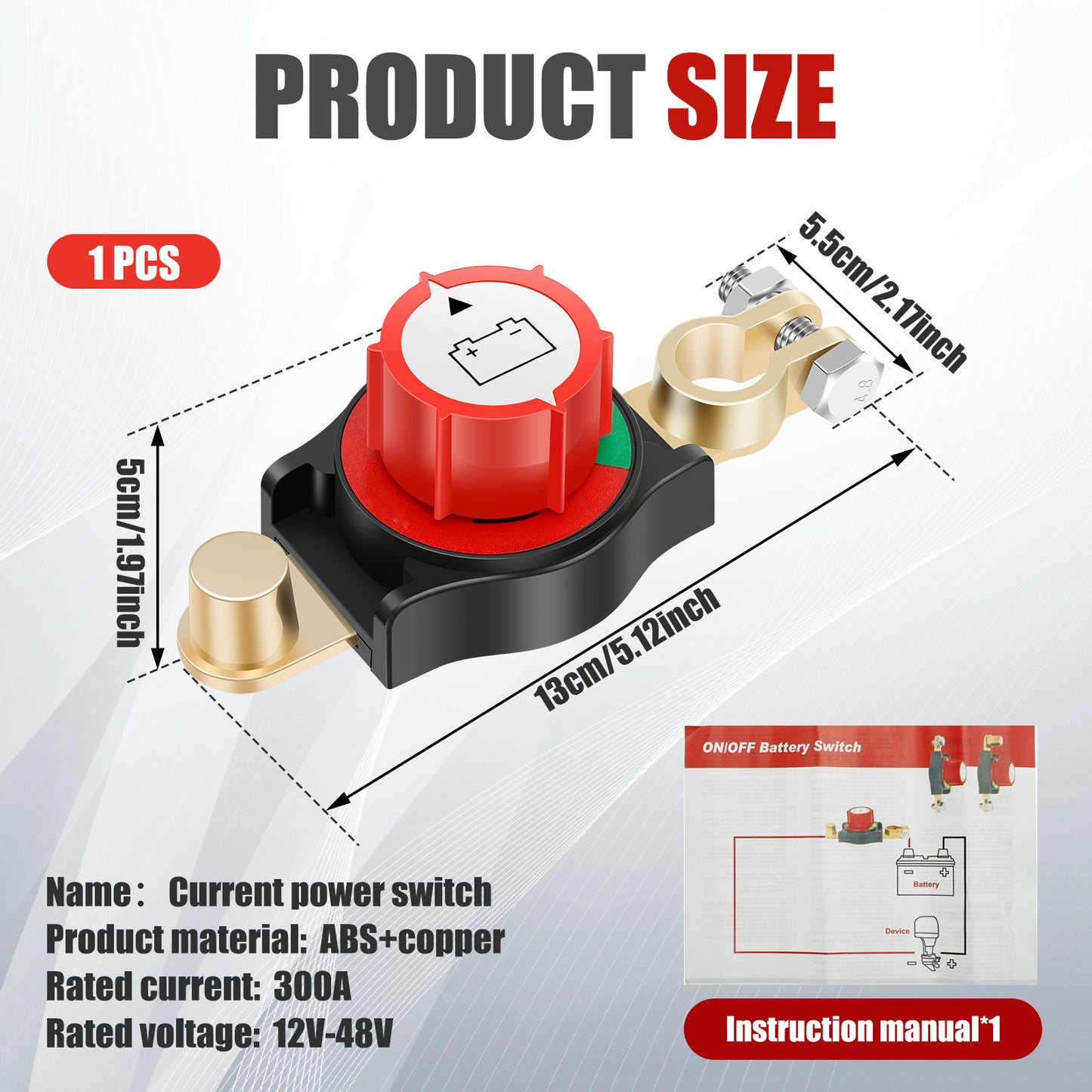 Top Post Battery Disconnect Switch, Safe Car Battery Cut-Off Switch for Terminals, Kill Switch for Vehicle Battery