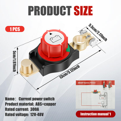 Top Post Battery Disconnect Switch, Safe Car Battery Cut-Off Switch for Terminals, Kill Switch for Vehicle Battery