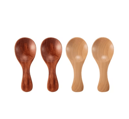 Mini Wooden Spice & Coffee Spoons Set (4-Piece Short Handle)
