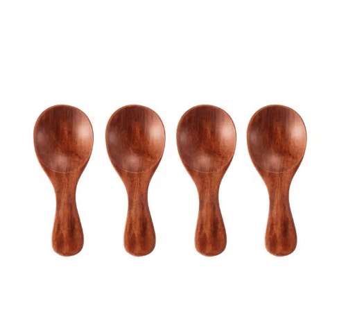 Mini Wooden Spice & Coffee Spoons Set (4-Piece Short Handle)