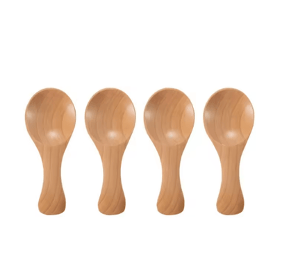 Mini Wooden Spice & Coffee Spoons Set (4-Piece Short Handle)