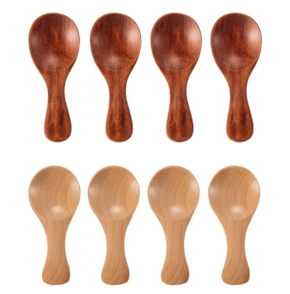 Mini Wooden Spice & Coffee Spoons Set (4-Piece Short Handle)