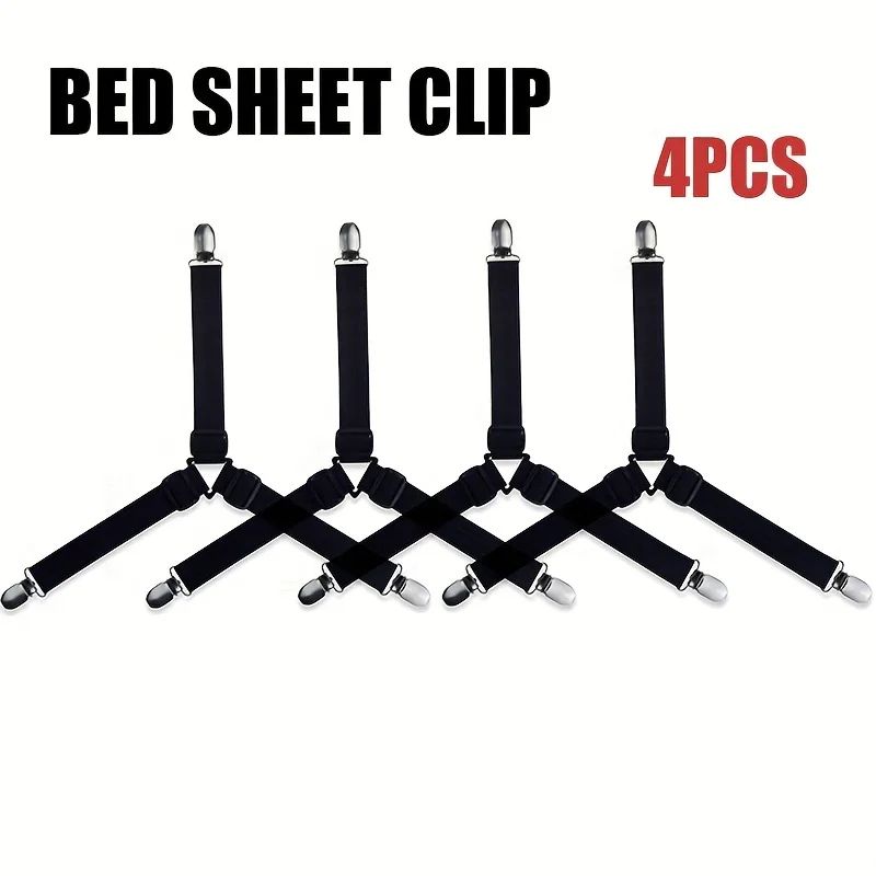 Adjustable Bed Sheet Fasteners Straps with Clips | Elastic Mattress Sheet Holder Grippers for Wrinkle-Free Bedding