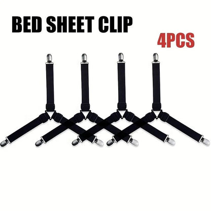 Adjustable Bed Sheet Fasteners Straps with Clips | Elastic Mattress Sheet Holder Grippers for Wrinkle-Free Bedding