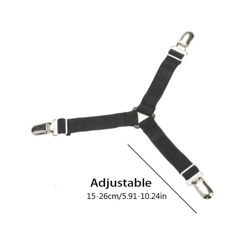 Adjustable Bed Sheet Fasteners Straps with Clips | Elastic Mattress Sheet Holder Grippers for Wrinkle-Free Bedding