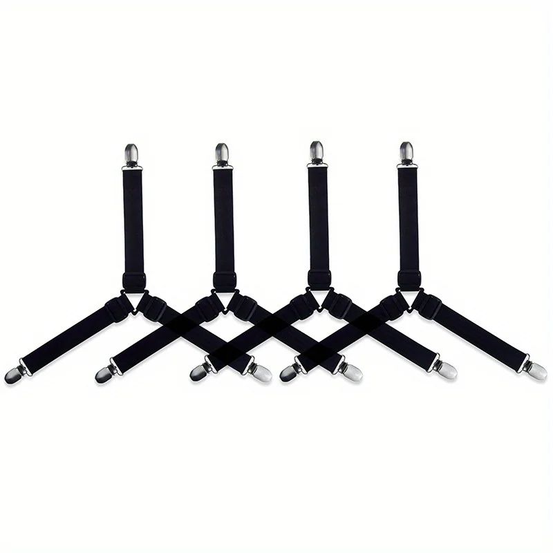 Adjustable Bed Sheet Fasteners Straps with Clips | Elastic Mattress Sheet Holder Grippers for Wrinkle-Free Bedding