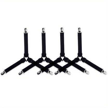 Adjustable Bed Sheet Fasteners Straps with Clips | Elastic Mattress Sheet Holder Grippers for Wrinkle-Free Bedding