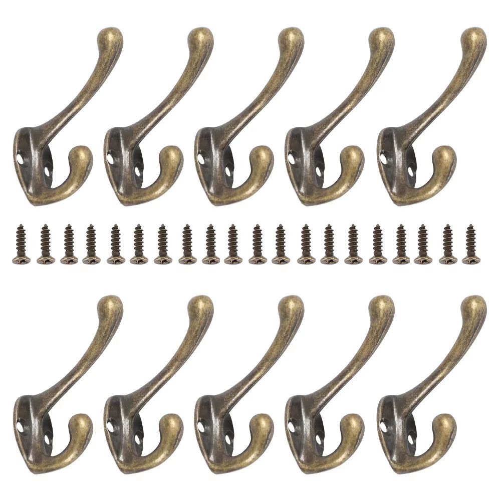 Heavy Duty Wall Mounted Coat Hooks 10/20-Piece Set Bronze Vintage Rack