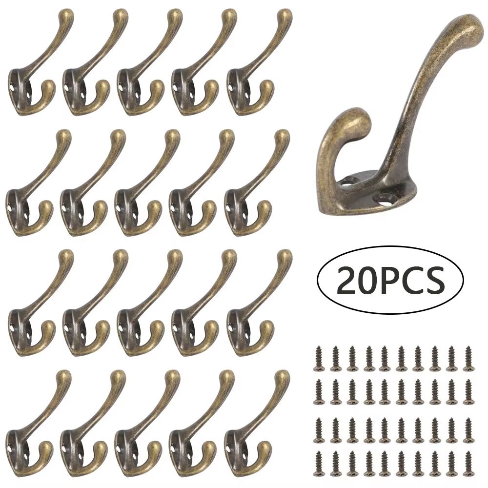 Heavy Duty Wall Mounted Coat Hooks 10/20-Piece Set Bronze Vintage Rack