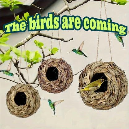 Outdoor Decorative Weaved Hanging Parrot Nest Houses, New Birds Nest Bird Cage Grass Egg Cage Bird House