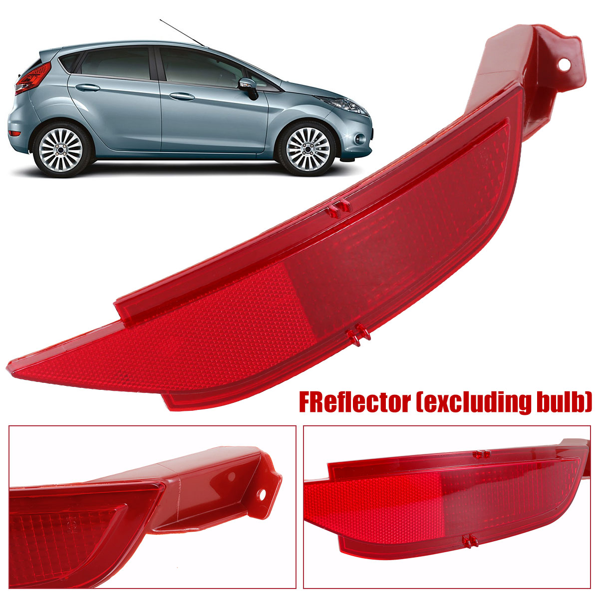 Car Rear Bumper Right Reflector Light Cover, Right Rear Bumper Tail Fog Light, Compatible with Ford Fiesta