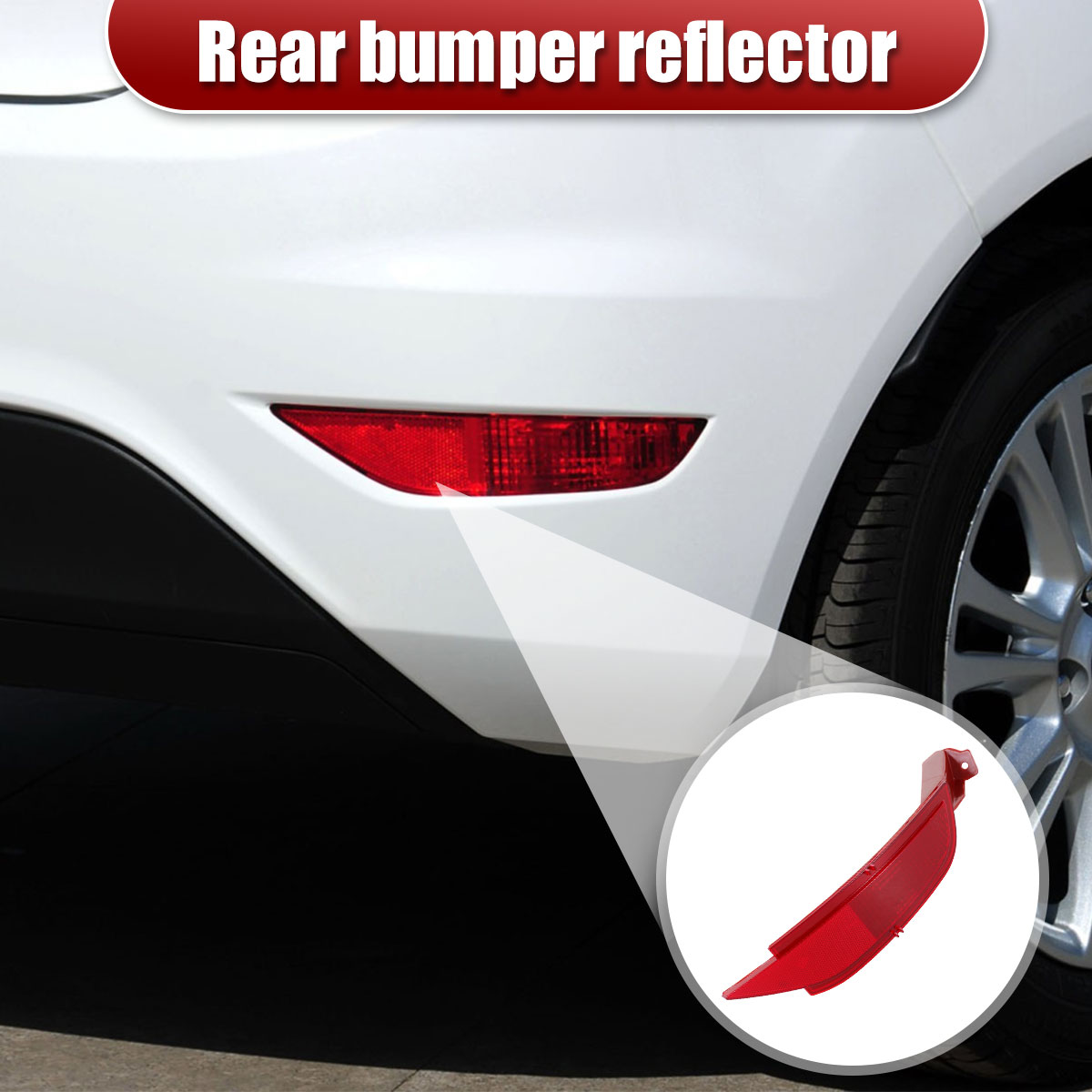 Car Rear Bumper Right Reflector Light Cover, Right Rear Bumper Tail Fog Light, Compatible with Ford Fiesta