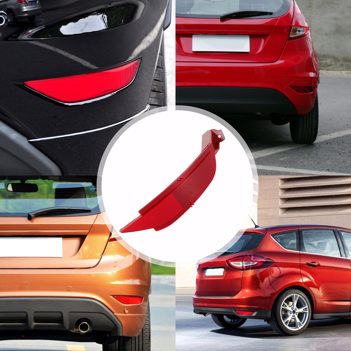 Car Rear Bumper Right Reflector Light Cover, Right Rear Bumper Tail Fog Light, Compatible with Ford Fiesta