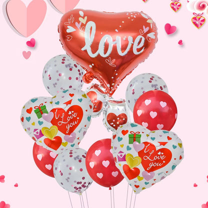 18-Inch "I LOVE YOU" Heart Balloon Set 10-Pack for Wedding & Valentine's Day