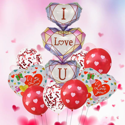 18-Inch "I LOVE YOU" Heart Balloon Set 10-Pack for Wedding & Valentine's Day