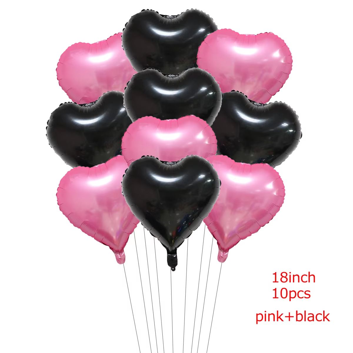 18-Inch "I LOVE YOU" Heart Balloon Set 10-Pack for Wedding & Valentine's Day