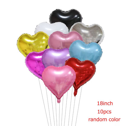 18-Inch "I LOVE YOU" Heart Balloon Set 10-Pack for Wedding & Valentine's Day