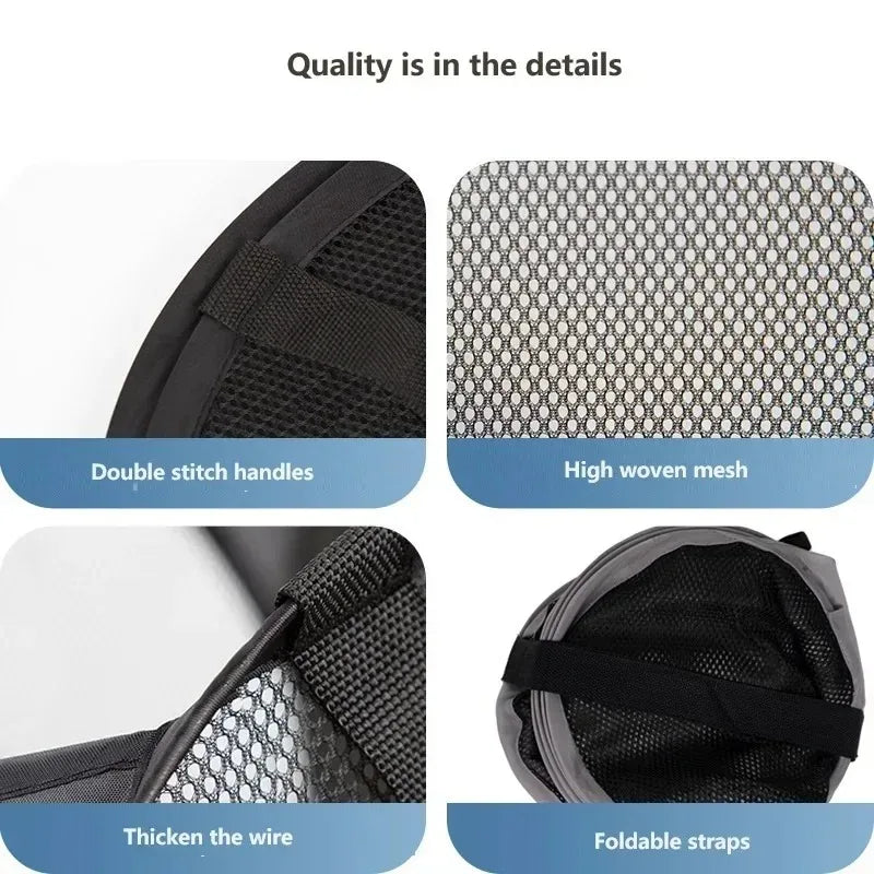 Fashion Mesh Laundry Basket, Durable Folding Clothes Organizer, Washable Toy Storage for Bathroom
