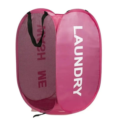 Fashion Mesh Laundry Basket, Durable Folding Clothes Organizer, Washable Toy Storage for Bathroom