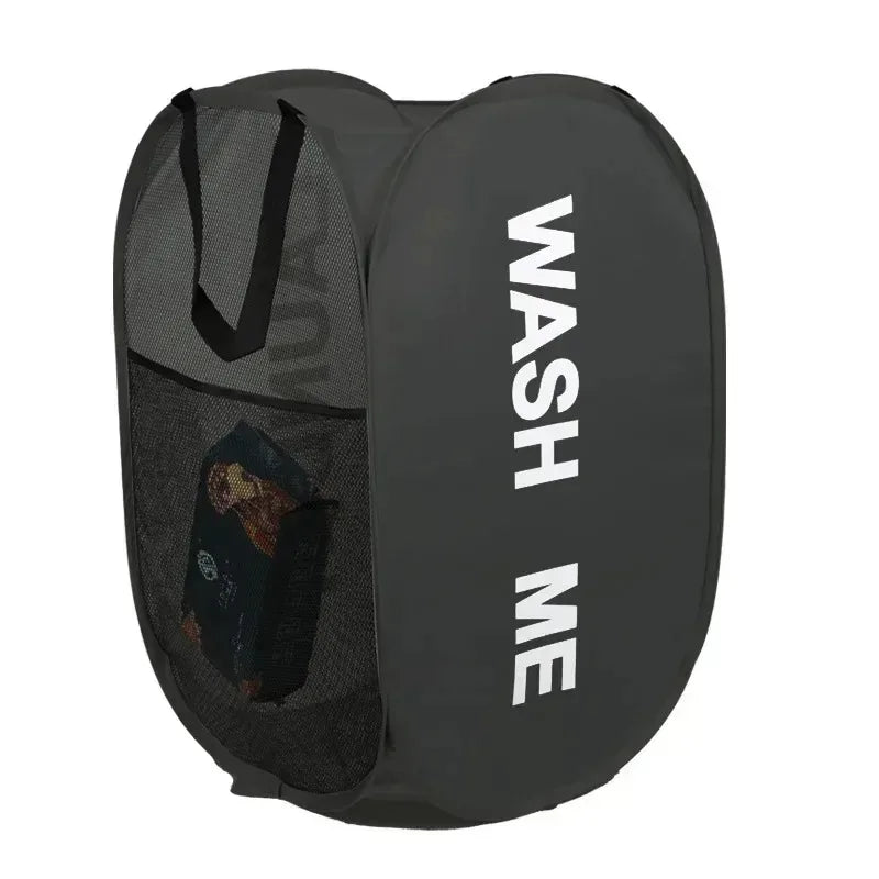 Fashion Mesh Laundry Basket, Durable Folding Clothes Organizer, Washable Toy Storage for Bathroom