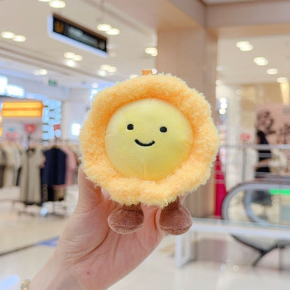 Plush Egg Tart Keychain Sunflower Pendant, Cute Plushie Toy, Creative Bag Accessories for Women.